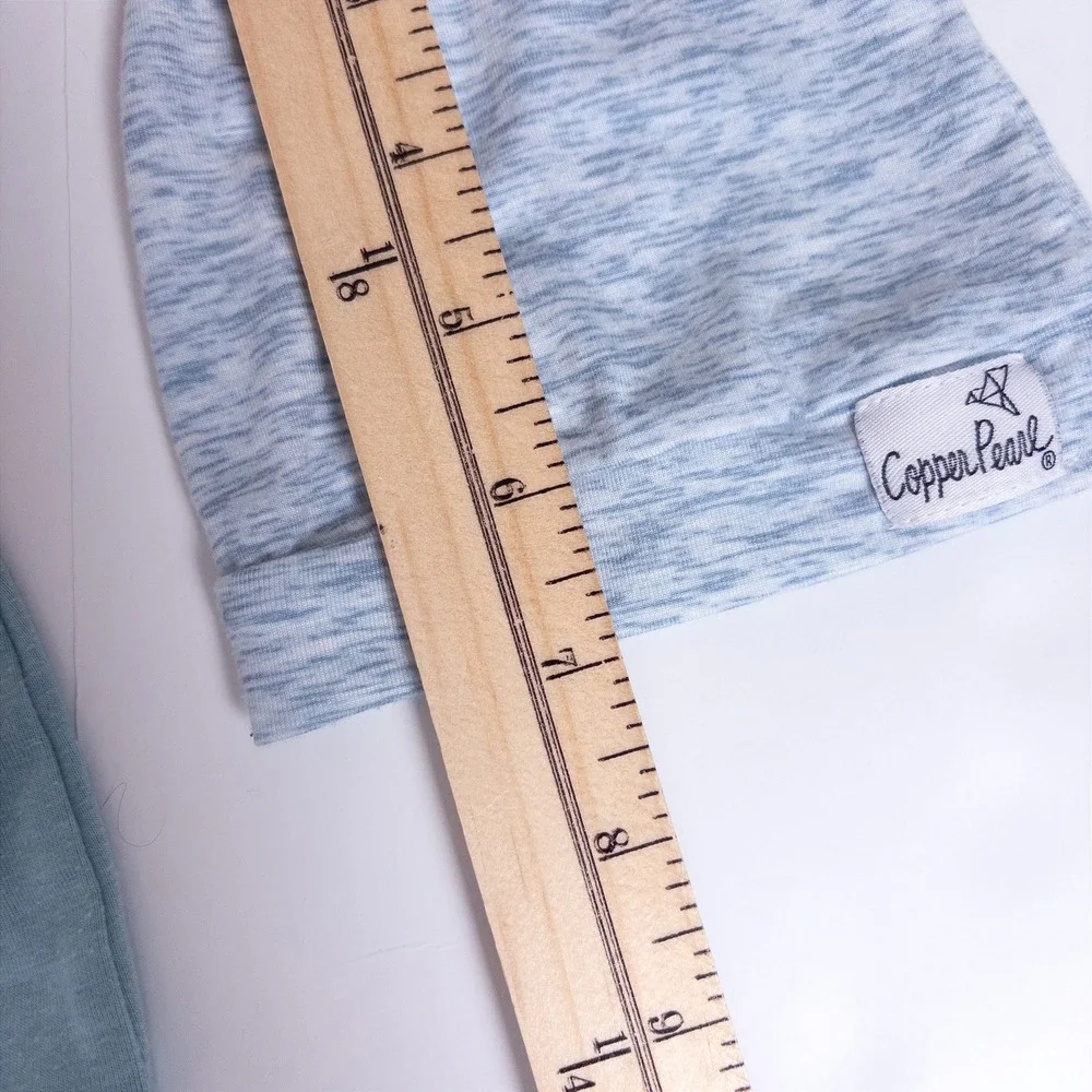 Copper Pearl Top Knot Hat Blue Heathered 2-Piece Set Newborn
